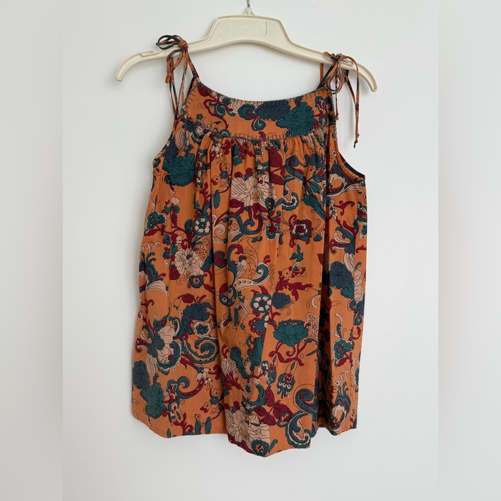Lucky Brand Rust Floral Tie-Shoulder Camisole